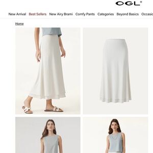 OGL Classic Cream Maxi Skirt Flowy Cotton Linen